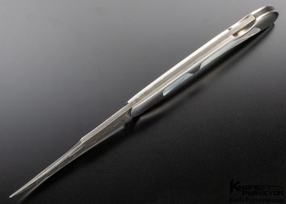Murray Sterling Custom Knife Damascus Folding Bowie Lockback - Image 6