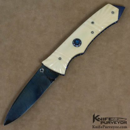 Nate Clark Custom Knife Carved Mammoth Ivory D/A Automatic