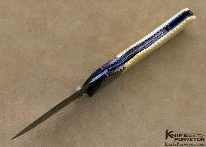 Nate Clark Custom Knives Blued Damascus D/A Linerlock - Image 8