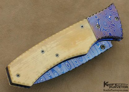 Nate Clark Custom Knives Blued Damascus D/A Linerlock - Image 3