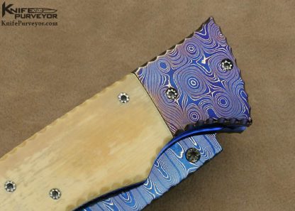 Nate Clark Custom Knives Blued Damascus D/A Linerlock - Image 4