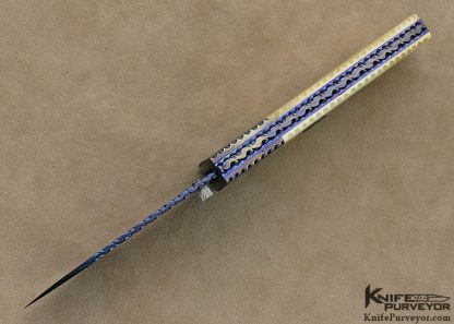 Nate Clark Custom Knives Blued Damascus D/A Linerlock - Image 6