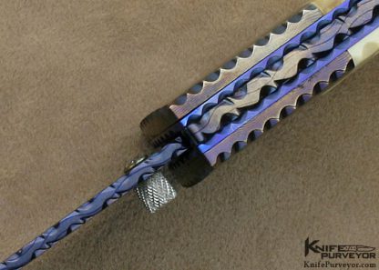 Nate Clark Custom Knives Blued Damascus D/A Linerlock - Image 7