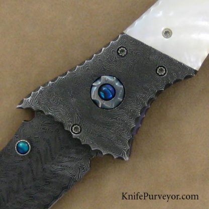 Nate Clark Custom Knife Mother of Pearl Bulldog Automatic - Image 2