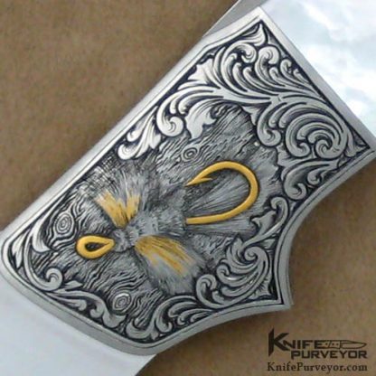 Larry Newton Custom Knife Mother of Pearl Lockback Engraved by Dan Wilkerson - Image 2