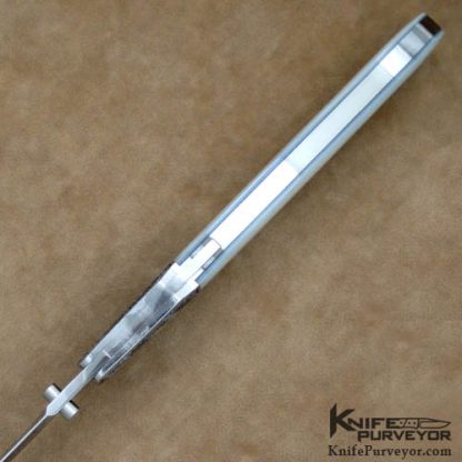 Larry Newton Custom Knife Mother of Pearl Lockback Engraved by Dan Wilkerson - Image 5