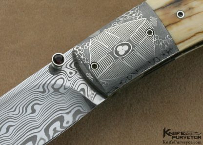 Nico Pelzer Custom Knife  Ettore Gianferarri Damascus Linerlock - Image 2