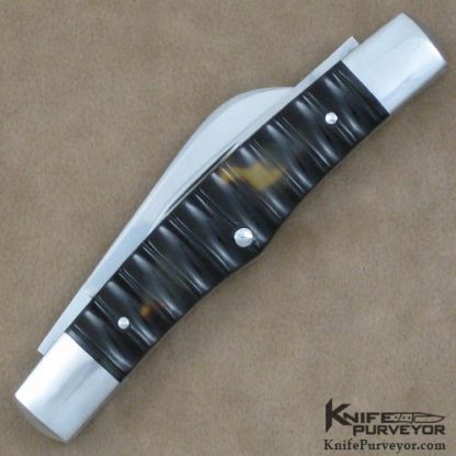 Hiroaki Ohta Cuatom Knife Fluted Antique Tortoise Shell Slipjoint - Image 3