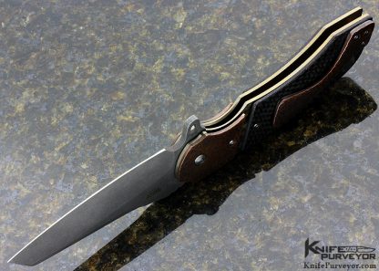 Olamic Cutlery Custom Knife Wayfarer Flipper Lightning Strike carbon Fiber with Hammered Copper - Image 5