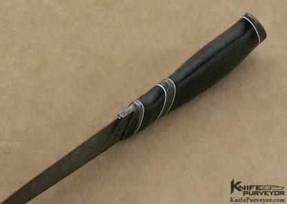 Olamic Cutlery Custom Knife "Suna" Series Black Linen Micarta & "Saturn's Rings" Damascus Drop Point Hunter - Image 7