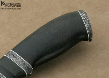 Olamic Cutlery Custom Knife "Suna" Series Black Linen Micarta & "Saturn's Rings" Damascus Drop Point Hunter - Image 3