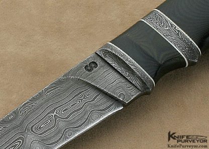 Olamic Cutlery Custom Knife "Suna" Series Black Linen Micarta & "Saturn's Rings" Damascus Drop Point Hunter - Image 2