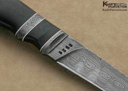 Olamic Cutlery Custom Knife "Suna" Series Black Linen Micarta & "Saturn's Rings" Damascus Drop Point Hunter - Image 4