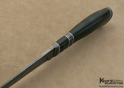 Olamic Cutlery Custom Knife "Suna" Series Black Linen Micarta & "Saturn's Rings" Damascus Drop Point Hunter - Image 6