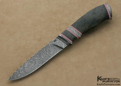 Olamic Cutlery Custom Knife "Suna" Series Karelian Birch & Damascus Drop Point Hunter