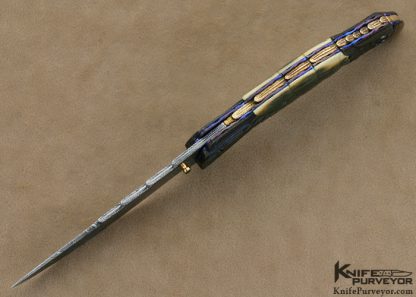 Stephen Olszewski Custom Knives Carved Mammoth Ivory & Forged to Shape Jerry Rados "Turkish Twist" Damascus "Birds of Prey" Linerlock - Image 6