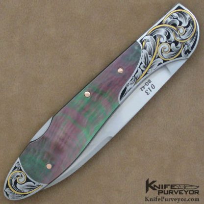 Warren Osborne Custom Knife Blacklip Pearl Lockback Engraved by Ray Cover Jr - Image 3