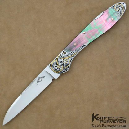 Warren Osborne Custom Knife Blacklip Pearl Lockback Engraved by Ray Cover Jr