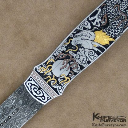 Warren Osborne Custom Knife Automatic Engraved by C.J. Cai - Image 2