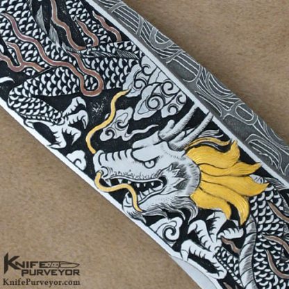 Warren Osborne Custom Knife Automatic Engraved by C.J. Cai - Image 4