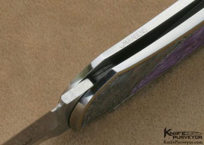 Warren Osborne Custom Knife Martin Rabeno Engraved Charoite Interframe Lockback - Image 9