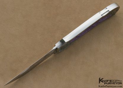 Warren Osborne Custom Knife Martin Rabeno Engraved Charoite Interframe Lockback - Image 7