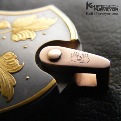Warren Osborne Custom Knives Barry Lee Hands Engraved Jasper & Damascus Lockback Dagger - Image 4