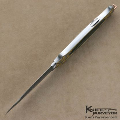 Warren Osborne Custom Knives Barry Lee Hands Engraved Jasper & Damascus Lockback Dagger - Image 6