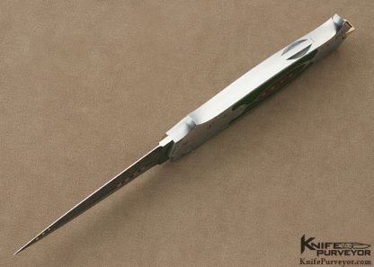 Warren Osborne Custom Knife Chreen Chrome Jade & Black Lip Pearl Shell Interfame Lockback Dagger Engraved by Manrico Torcoli - Image 7