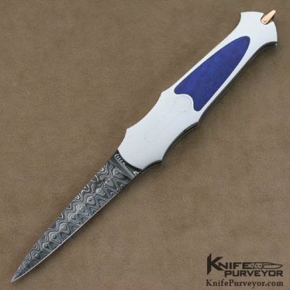 Warren Osborne Custom Knives Lapis Lazuli  & Mike Norris Stainless Damascus "Tilagory" Automatic Dagger