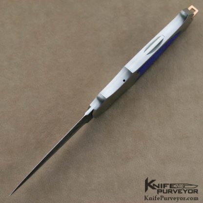 Warren Osborne Custom Knives Lapis Lazuli  & Mike Norris Stainless Damascus "Tilagory" Automatic Dagger - Image 4