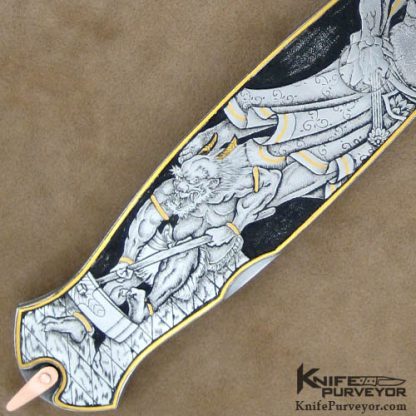 Warren Osborne Custom Knife Automatic Engraved by Simon Lytton - Image 2