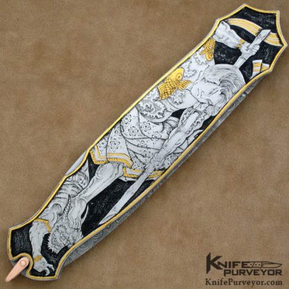 Warren Osborne Custom Knife Automatic Engraved by Simon Lytton - Image 3
