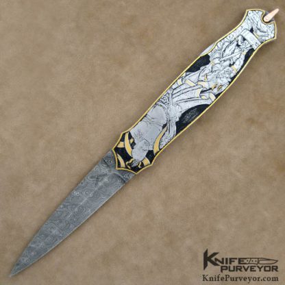 Warren Osborne Custom Knife Automatic Engraved by Simon Lytton