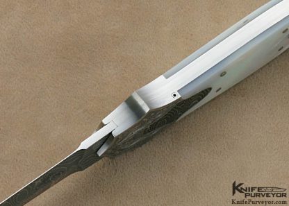 Warren Osborne Custom Knife Mother of Pearl & Damascus Assisted Opening Wing Dagger Engraved by Simon Lytton - Image 5