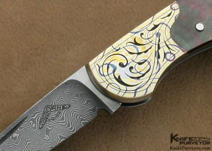 Warren Osborne Custom Knife Christy George Engraved Mokume & Blacklip Tahitian Pearl Slipjoint - Image 2