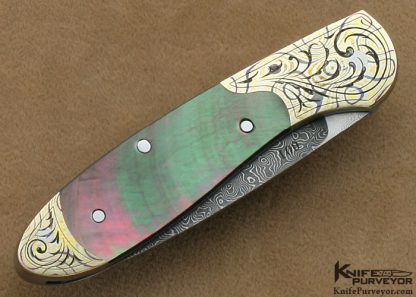 Warren Osborne Custom Knife Christy George Engraved Mokume & Blacklip Tahitian Pearl Slipjoint - Image 3