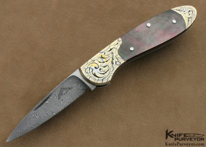 Warren Osborne Custom Knife Christy George Engraved Mokume & Blacklip Tahitian Pearl Slipjoint