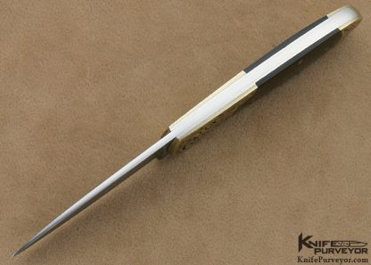 Warren Osborne Custom Knife Christy George Engraved Mokume & Blacklip Tahitian Pearl Slipjoint - Image 4