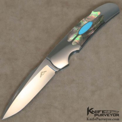 Warren Osborne Custom Knife Black Lip & Turquoise Lockback