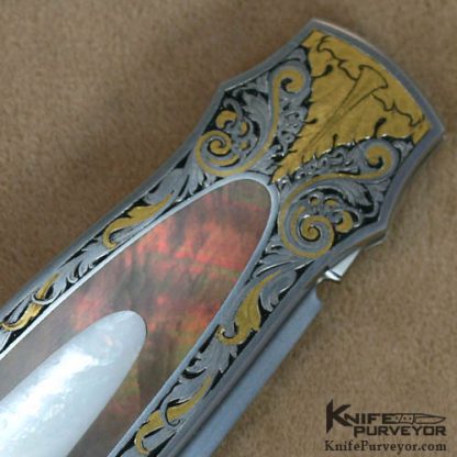 Warren Osborne Custom Knife Jon Robyn Engraved Double Pearl Interframe Dagger - Image 4