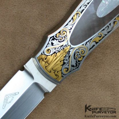 Warren Osborne Custom Knife Jon Robyn Engraved Double Pearl Interframe Dagger - Image 2