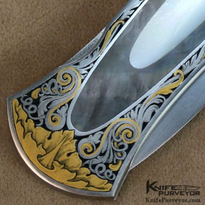 Warren Osborne Custom Knife Jon Robyn Engraved Double Pearl Interframe Dagger - Image 3