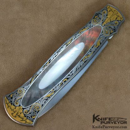 Warren Osborne Custom Knife Jon Robyn Engraved Double Pearl Interframe Dagger - Image 5