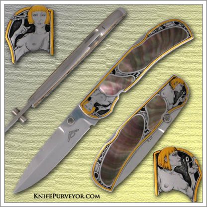 Warren Osborne Custom Knife: Blacklip Pearl Lockback Engraved by Jon Robyn