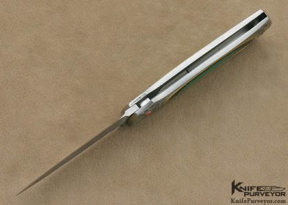 Warren Osborne Custom Knife Edwards Black Jade and Green Apple Jade Interframe Lockback Dagger Engraved by Jon Robyn - Image 8