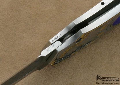 Warren Osborne Custom Knives Jon Robyn Engraved Art Deco Lapis Lazuli Interframe Lockback Dagger - Image 11