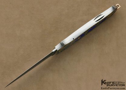 Warren Osborne Custom Knives Jon Robyn Engraved Art Deco Lapis Lazuli Interframe Lockback Dagger - Image 8