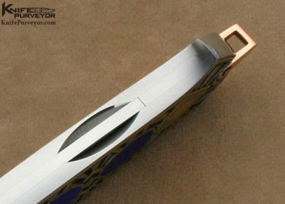 Warren Osborne Custom Knives Jon Robyn Engraved Art Deco Lapis Lazuli Interframe Lockback Dagger - Image 9
