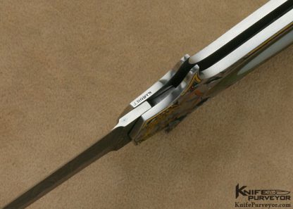 Warren Osborne Custom Knives Double Pearl Interframe Lockback Dagger Engraved by Jon Robyn - Image 10